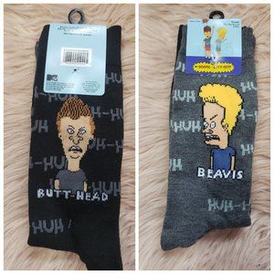 NWT MTV BEAVIS & BUTTHEAD CREW SOCKS- 2 PACK